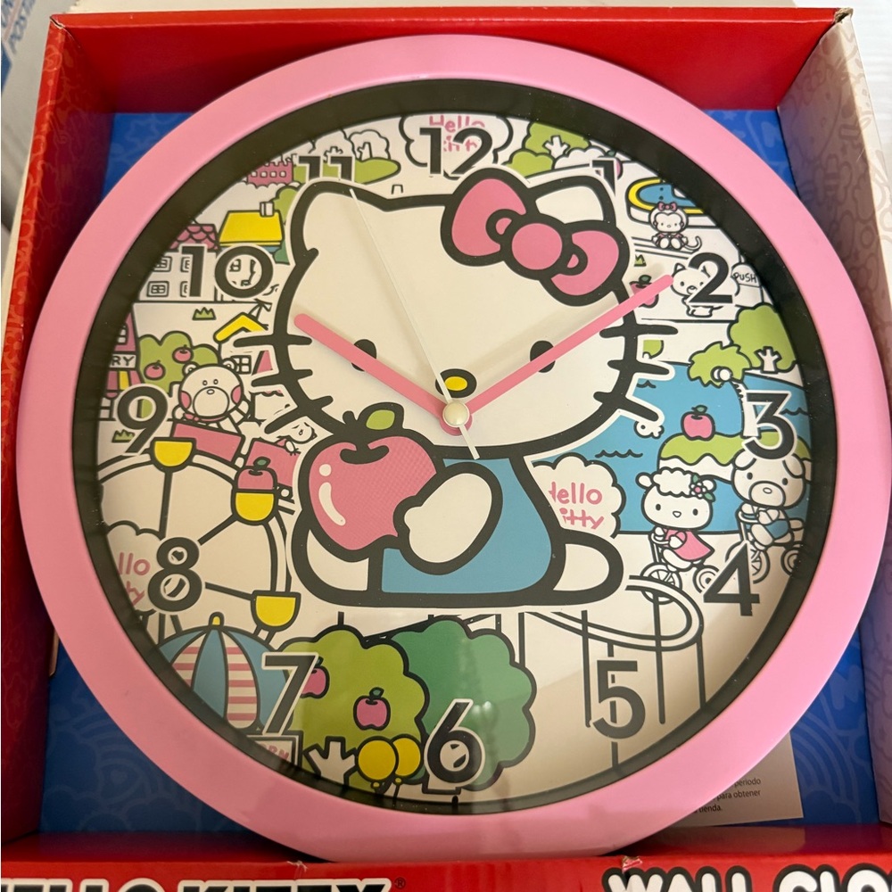Hello Kitty Pink and White Wall Clock NIB